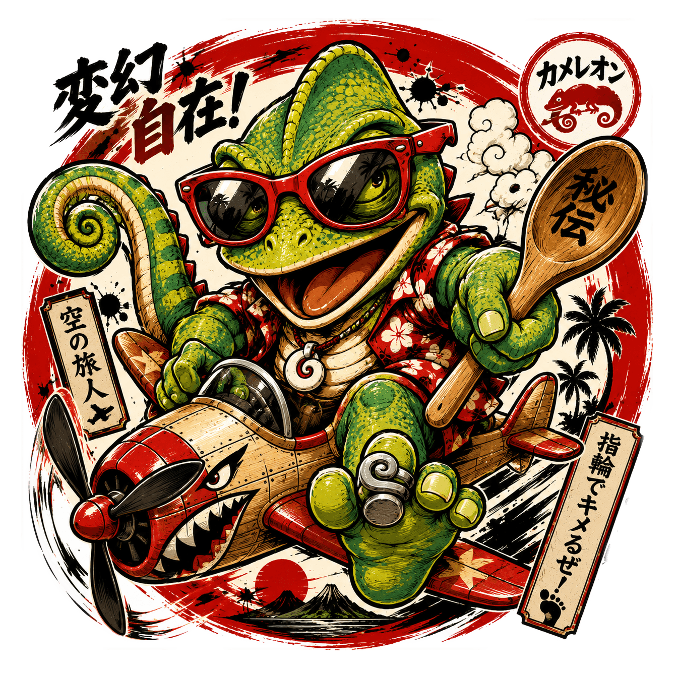 Kickflip Chameleon — Yabaizoo design (カメレオン / 変幻自在)