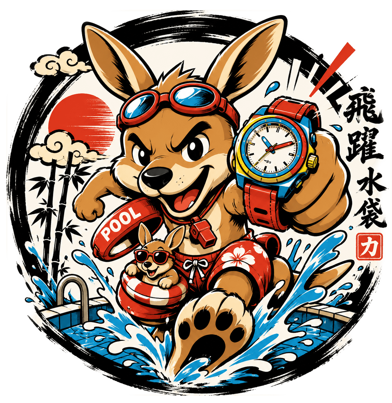 Aviator Kangaroo — Yabaizoo design (カンガルー / 飛躍)